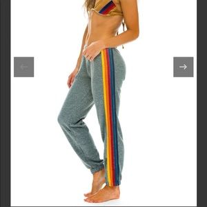 Aviator Nation 5 Stipe Sweatpants Heather Grey